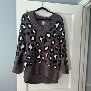 Leopard Print V-Neck Sweater